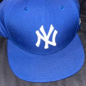 New York Yankees - New Era Fitted Baseball Hat - Royal Blue with White Logo
